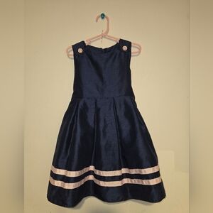 Little Miss Navy Blue Kids Dress with Pink Accents 4t